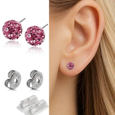 Produktbild von Medizinische Ohrringe Fireball Ohrstecker "Shamballa" Studex System 75 Pink