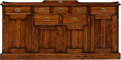 Obrázek produktu pro Casa Padrino příborník ve vintage stylu se 4 dvířky a 7 zásuvkami hnědý 183,5 x 46 x v. 86 cm - Skříň z masivu - Nábytek ve vintage stylu - nábytek - Nábytek z masivu