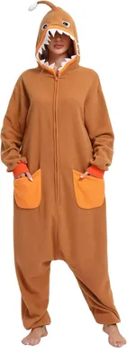 Produktbild von Kigurumi Schlafanzug Onesie Kostüm Tiefseefisch Uni Bequem Warm M