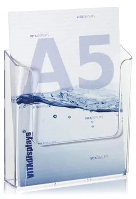 Image de VITAdisplays : 10 supports muraux pour prospectus au format DIN A5, supports transparents pour flyers, adaptés aux murs