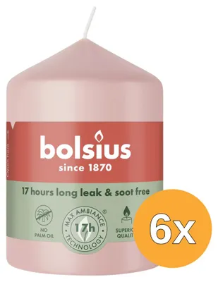 Productafbeelding van 6x Bolsius Stompkaars 80/58 Misty Pink (1 stuk)