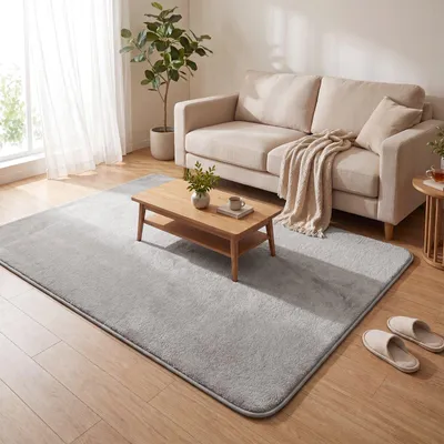 Produktbild von VOUNOT® Weicher Kurzflor Teppich Wohnzimmer mit Antirutschmatte 140x200 cm Grau