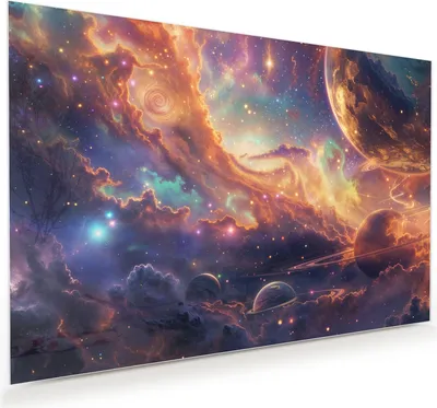 Produktbild von Glasbild 45x30cm in XXL für Wohnzimmer, Schlafzimmer Motiv Galaxie Fantasy