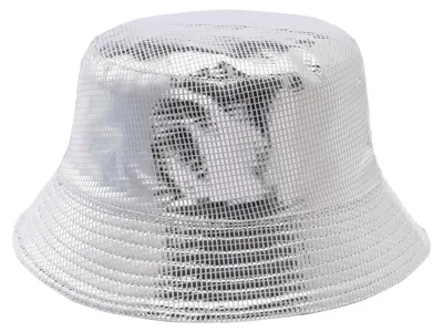 Produktbild von Paillettenhut Disco Bucket Hut Uni Silber Partyhut Karneval Glitzer
