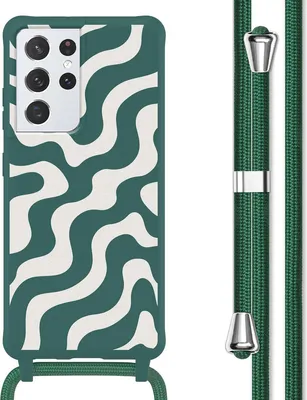 Image de imoshion Étui design en silicone avec cordon pour le Samsung Galaxy S21 Ultra - Vert pétrole Groovy