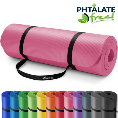 Zdjęcie produktu dla TRESKO Mata do jogi Mata fitness Mata gimnastyczna Pilates 185x60x1,0cm Różowa