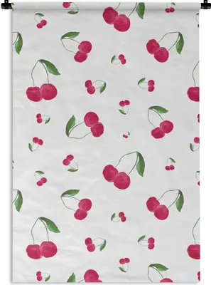 Produktbild von MuchoWow® Wandteppich Wandbehang Kirschen - Design - Aquarell 120x180 cm Tapisserie Dekoration Wandtuch - Schlafzimmer - Dekorationen für das Haus
