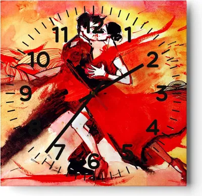 Produktbild von Wanduhr - Quadrat - Glasuhr - tanzen sie - 40x40cm - Schleichendes Uhrwerk - Lautlos - zum Aufhängen bereit - Dekoration Modern - Wanddekoration aus Glas - C4AC40x40-3731