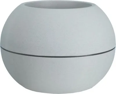 Image de Pot de fleurs RIVIERA Granit Boule, D40 x H28 cm, Polypropylène gris, Décoration jardin terrasse