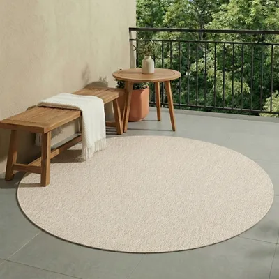 Produktbild von Volero - Outdoor Teppich Rund - Costa Beige - Ø 120 cm - Balkon, Garten, Terrasse - Boho, Klassik, Industrielle, Ländlich, Modern, Skandinavisch