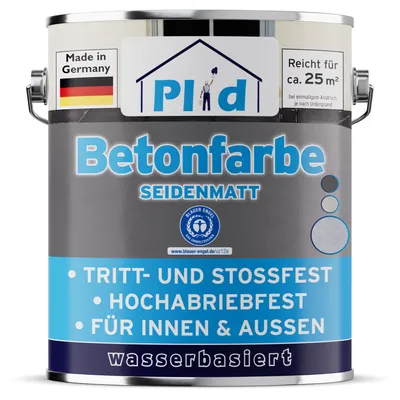 Produktbild von Plid Betonfarbe 2,5L Silbergrau – für ca. 25m² / Bodenbeschichtung Bodenfarbe Sockel – Sockelfarbe, wetterfest & abriebfest
