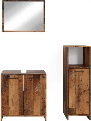 Immagine prodotto di Set mobili bagno Vicco Kiko Rovere rustico 3 parti, con armadio midi, Model 40108