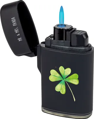 Produktbild von Mr. & Mrs. Panda Feuerzeug Blume Kleeblatt - Schwarz - Geschenk, Glück, Glücksbringer, Garten, sturmfeuerzeuge, Motivation, Umzug, Feuerzeuge, zigarettenanzünder