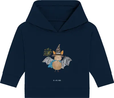 Produktbild von Mr. & Mrs. Panda Organic Baby Hoodie Fledermaus Zauberer 12. - 18. Monat - French Navy - Geschenk, Kapuzensweatshirt, Fledermäuse, Lustige Sprüche, Frauen, Magier