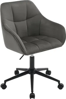 Produktbild von WOLTU Bürohocker Homeoffice Stuhl, Schminkstuhl, höhenverstellbar, mit Armlehnen Samtsitz : Dunkelgrau+Schwarz Farbe: Dunkelgrau+Schwarz