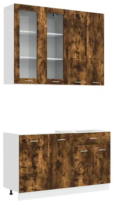 Imagen del producto de vidaXL Módulo de cocina LYON, 4 unidades, material de madera con aspecto de roble ahumado