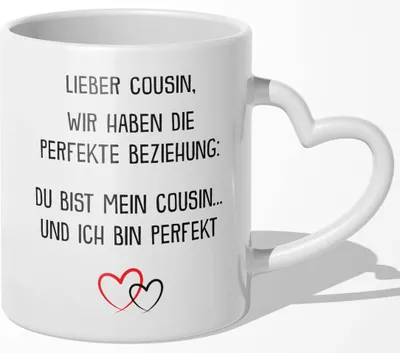 Produktbild von 22Feels Bester Cousin Geschenk Geburtstag Weihnachten Tasse Jungs Männer Du Wirst Cousin Kaffeetasse Spruch (Herzhenkel Weiss)