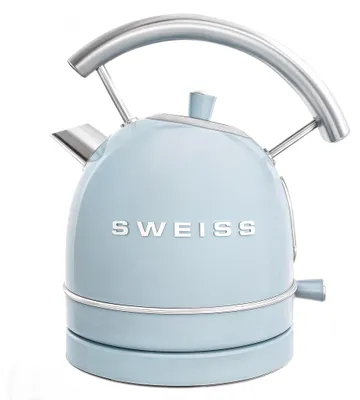 Wasserkocher 1,8 l, Edelstahl, 2200 W, blau, Vintage-Design