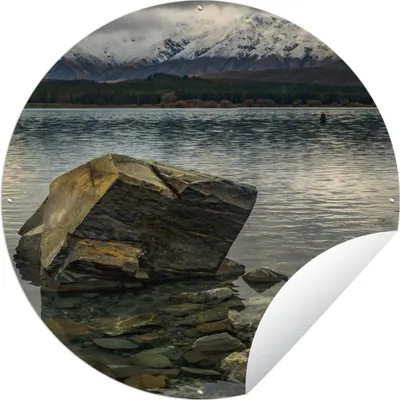 Produktbild von MuchoWow® Gartenposter Outdoor-Poster Rund Wasser - Berge - Neuseeland Ø 150 cm Gartendeko Rundes Poster draußen
