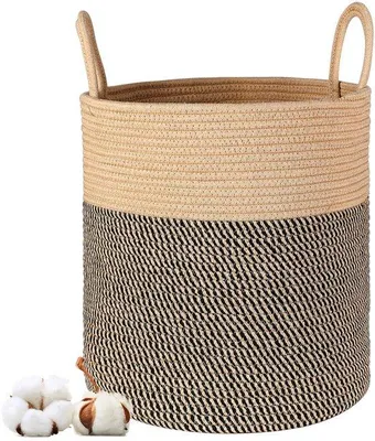 Immagine prodotto di Cesto portabiancheria intrecciato da 40 litri, grande cesto portaoggetti con manico, cesto portaasciugamani, 35x39 cm