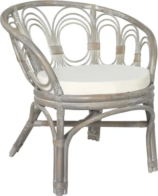 Produktbild von Esszimmerstuhl mit Kissen Grau Natur Rattan Leinen