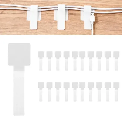 Produktbild von PolkaHome® Kabelmanagement unter dem Schreibtisch, Kabelclips Selbstklebend, Verstellbare Kabelbinder, Wiederverwendbare Kabelhalter, 20