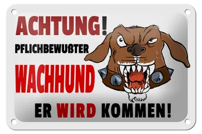 Produktbild von Blechschild Hinweis 18x12cm Achtung pflichtbewußter Hund