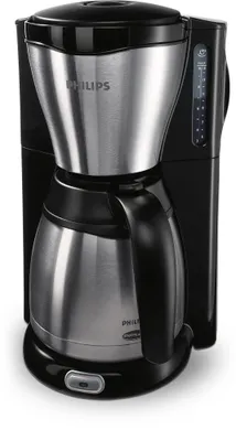 Produktbild von Philips Filterkaffeemaschine, 1.2 L mit Thermo Kanne, ca. 15 Tassen, Abschaltautomatik, Metall, Schwarz (HD7546/20)