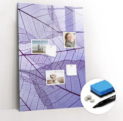 Produktbild von Magnetische Wandtafel - Schwarzer Marker + Schwamm + Magnete - 60 x 90 cm - Struktur der Blätter