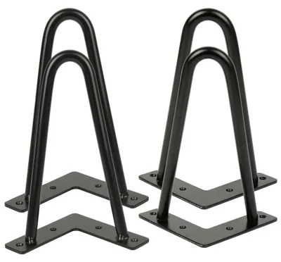 Produktbild von Hairpin Tischbeine - Möbelbeine - Set mit 4 Stück - 20 cm Höhe - 2-Stab-Design - Metall - Schwarz