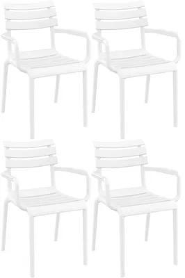 Produktbild von Gartenstuhl LARS 4er Set - 58x59x85cm, Kunststoff, Weiß | Stapelstuhl Loungestuhl Garten Outdoor-Stuhl