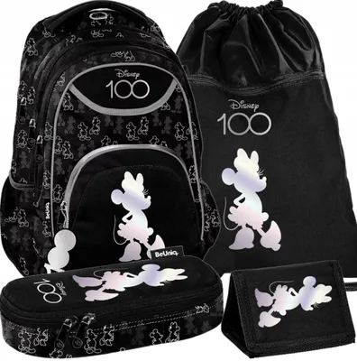 Produktbild von 4-teile Minnie Mouse Schulrucksack rucksack minnie maus schulranzen für Mädchen 3Fächer  SCHUL-FEDERMÄPPCHEN SPORTBEUTEL Geldbörse