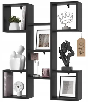 Produktbild von Wandregal Schwarz 82cm – Hängeregal aus MDF – Bücherregal für Wohnzimmer, Schlafzimmer, Küche