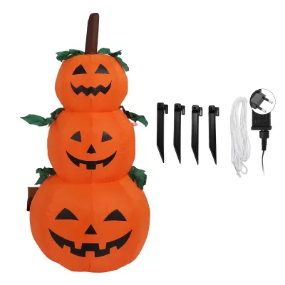 Image de Citrouilles gonflables d'Halloween de 1,20 m (lot de 3, lumineuses), 100–240 V, prise européenne