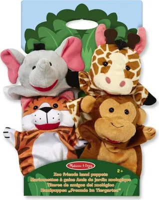 Produktbild von Melissa & Doug Zoo Friends Hand Puppets, Handpuppe, Set, Tier, Stoff, Kunststoff, Polyurethan, Mehrfarbig, 2 Jahr(e)