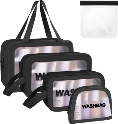 Obrázok produktu pre Aucuu Transparentná kozmetická taška Set 4PC Black