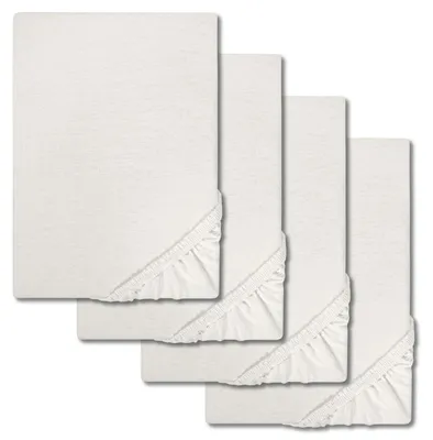 Obrázek produktu pro Sada 4 ks napínacích prostěradel Castell Jersey, bílá, 140 x 190 – 150 x 200 cm, 100 % bavlna (4 kusy)