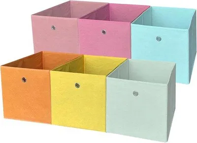 Productafbeelding van Famanu Set van 6 opbergdozen voor in kasten, gemaakt van vliesmateriaal, inklapbaar, afmetingen 30 x 30 x 30,4 cm