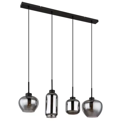 Produktbild von Hängelampe, 4 Flammig, Rauchglas, schwarz, L 99,5 cm
