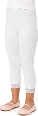 Image de Leggings 3/4 en coton avec dentelle Merry Style pour fille MS10-228 (blanc, 140 cm)