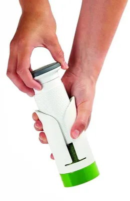 Obrázok produktu pre Plastový krájač na zeleninu, 14 cm, bielo-zelený, vhodný do umývačky riadu, plast/nehrdzavejúca oceľ