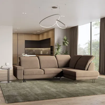 Produktbild von Masseno Ecksofa LERMA R-S mit Schlaffunktion L-Form, Sofa mit Bettkasten, Wohnzimmersofa, Couch, Soffa, Bettsofa, Couchgarnitur- Beige, MONOLITH 09