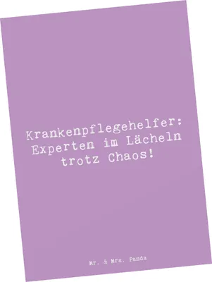 Produktbild von Mr. & Mrs. Panda Postkarte Spruch Krankenpflegehelfer Lächeln - Lavendeltraum - Geschenk, Ansichtskarte, Grußkarte, Pflege, kreative Geschenke, Fotokarte, mit Herz, Beruf