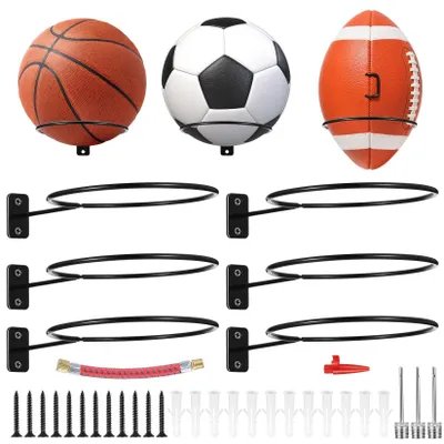 Produktbild von Set aus 6 Wandhaltern für Sportbälle, Platzsparend und Stabil
