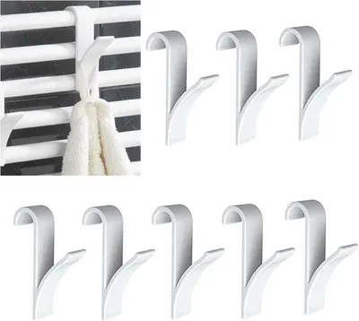 Imagen del producto de Juego de 8 ganchos para toallas de plástico, accesorios de baño, color blanco