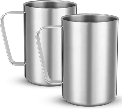 Obrázek produktu pro Dvoustěnný vakuově izolovaný nerezový hrnek – 2 ks – 479 g/500 ml – na kávu, mléko, džus, čaj