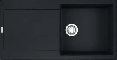 Produktbild von FRANKE Spüle MARIS MRG 611-100 in BLACK MATT mit Druckknopfventil / Ausschnittmaß 950 x 480 mm / Granitspüle / Auflagespüle / Einbauspüle