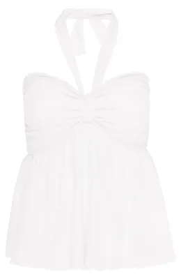 Produktbild von Damen Top mit Neckholder-Ausschnitt, schlicht gemustert, weiss, Größe XS
