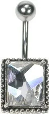 Produktbild von Bauchnabel Silber 925 Piercing Mit Kristall Elements Klassisch- Weiss
