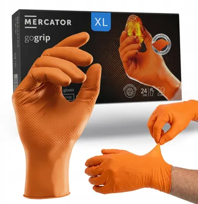 Image de Gants de protection en nitrile GOGRIP, résistants, de couleur orange, boîte de 50, taille XL